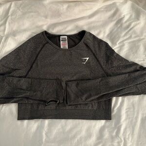 Gymshark Cropped Long Sleeve Workout Top Dark Grey